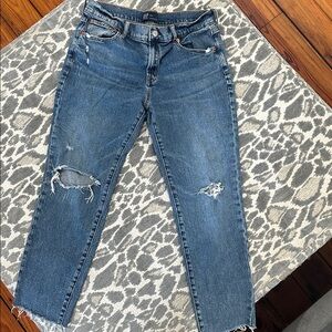 Gap Womens distressed Girlfriend ankle Crop Blue Jeans Sz 29
